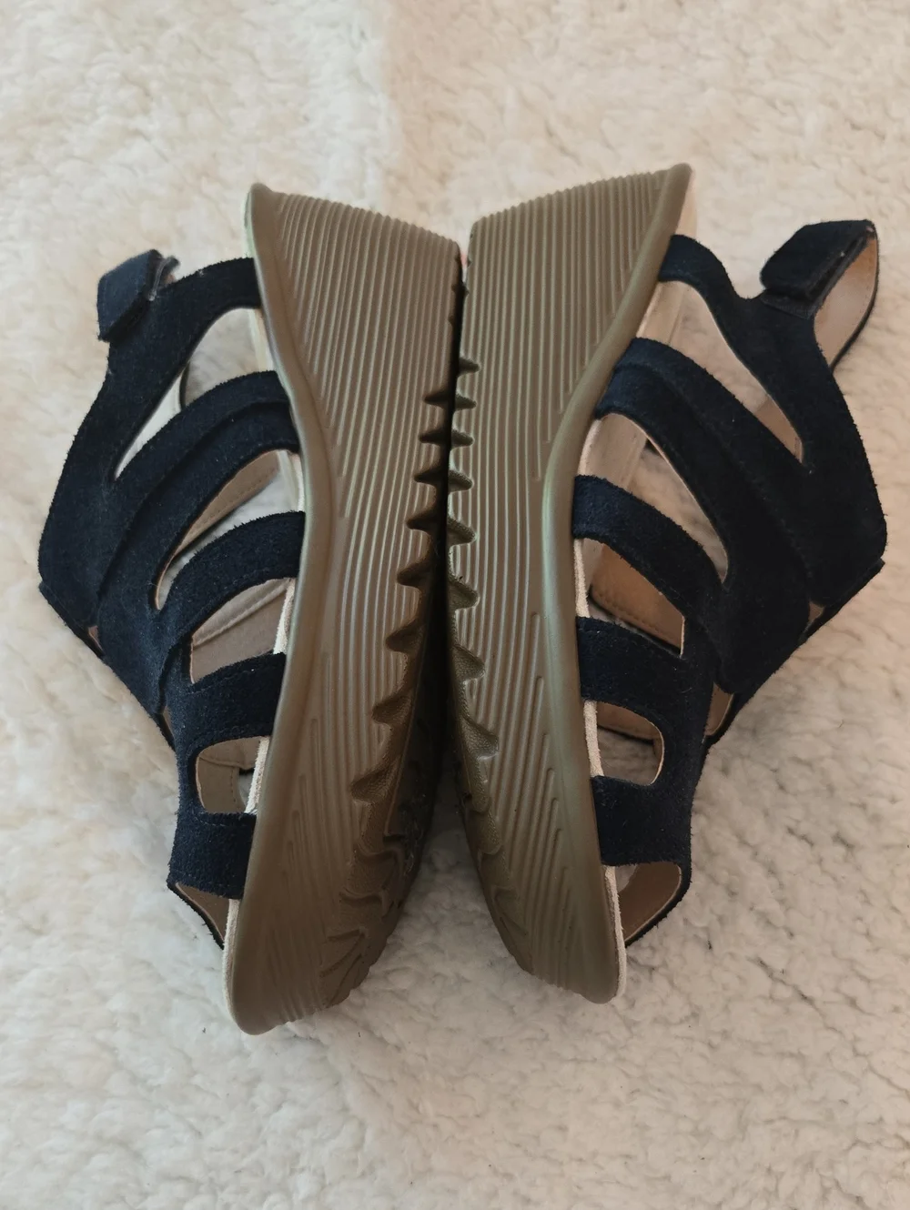 Skechers Navy Blue Suede Slingback Wedge Sandals